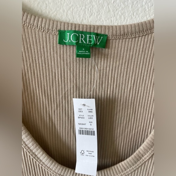 J crew ruched sleeves midi dress in vintage rib beige with slit - Picture 5 of 6